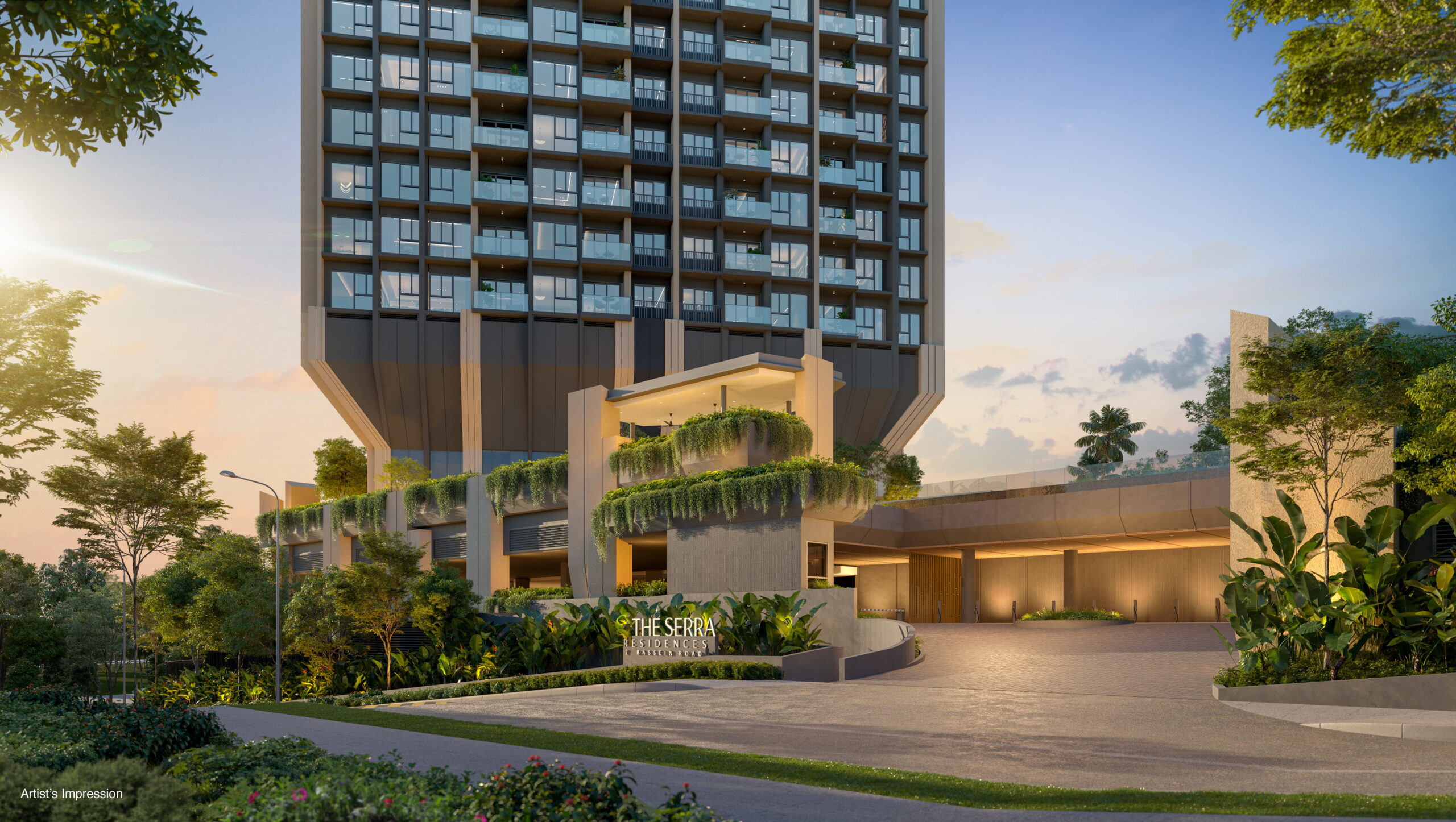 The Serra Residences arrival courtyard and drop-off (artist's impression)